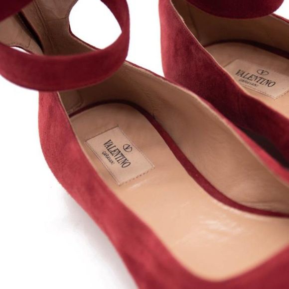Red Suede Ankle Wrap Ballet Rubino 39 Flats - Picture 9 of 12